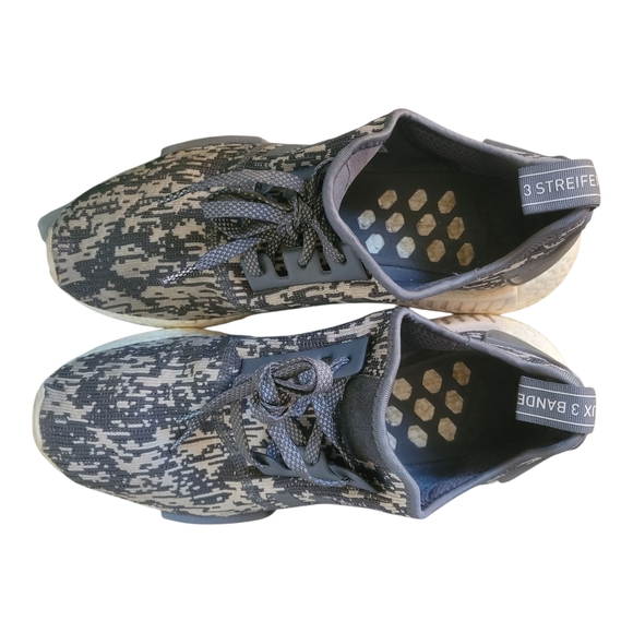 ADIDAS NMD R1 Primeknit Glitch Camo in Grey Linen - Picture 1 of 8